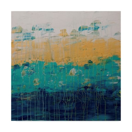 Hilary Winfield 'Lithosphere Blue Orange Stripe' Canvas Art,18x18